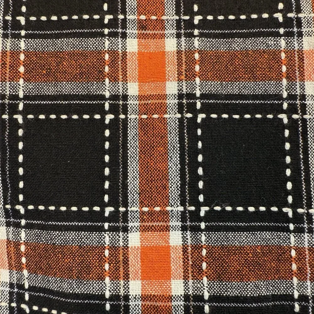 Cynthia Rowley Tablecloth Plaid 60”x 84” Orange Black White Silver Halloween
